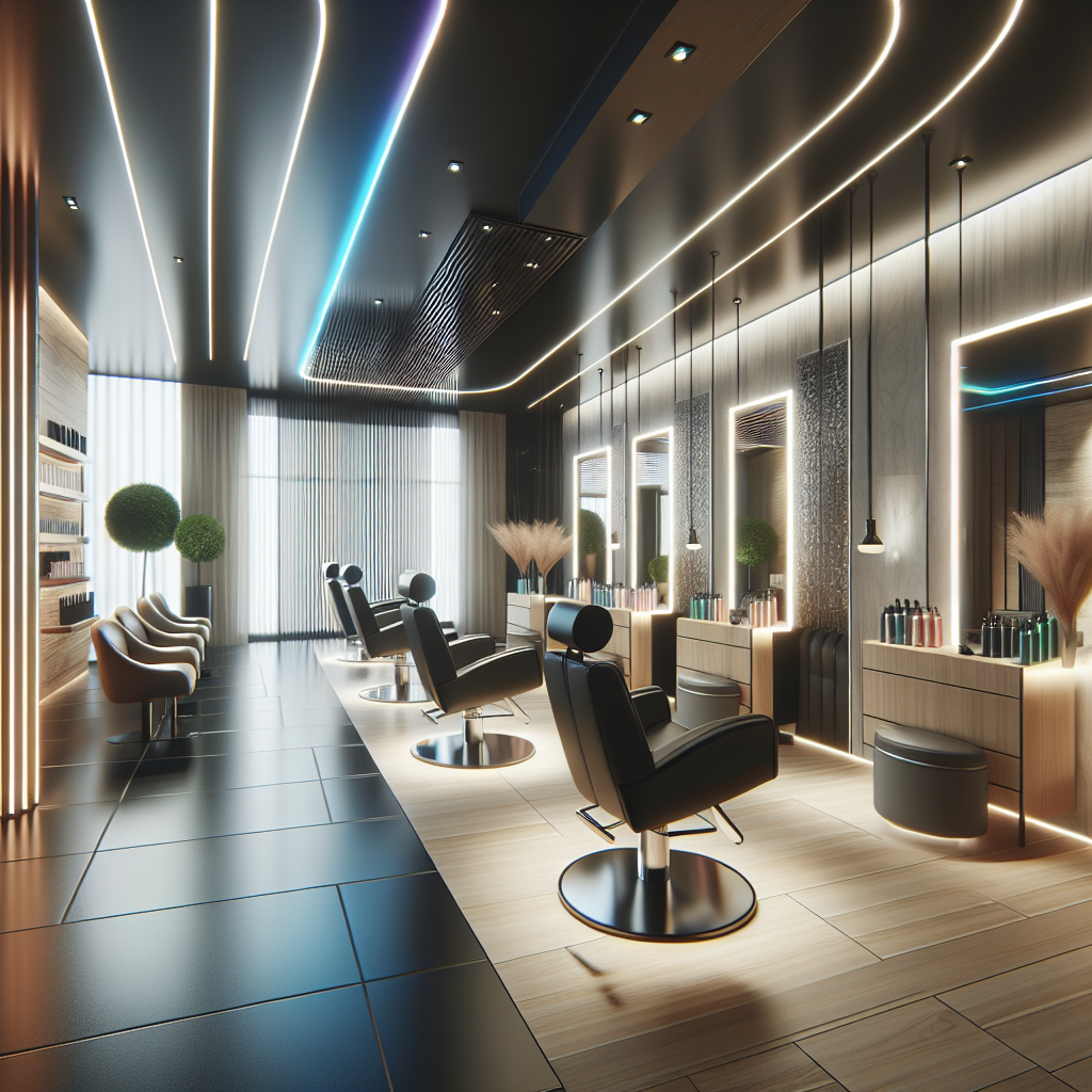 Realistic stock image of modern hair salon.