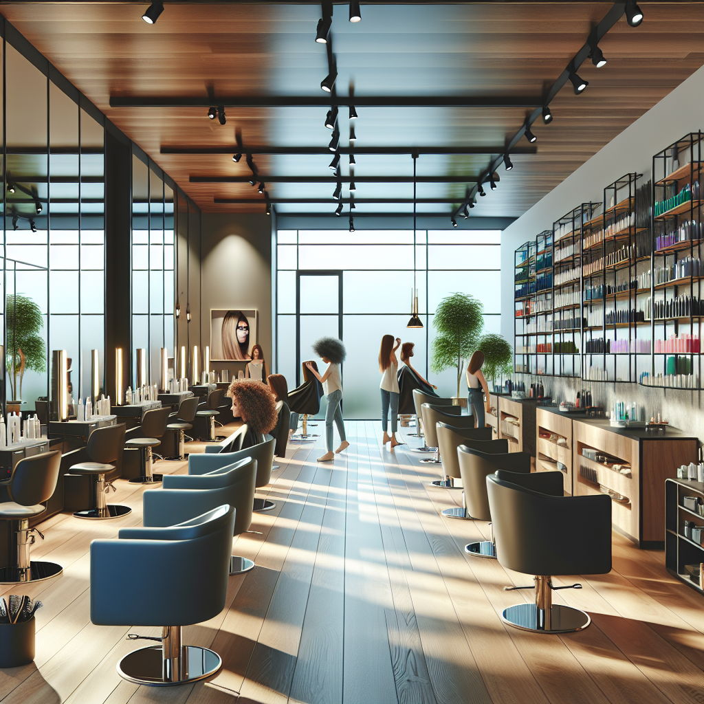 Realistic stock image of modern hair salon.