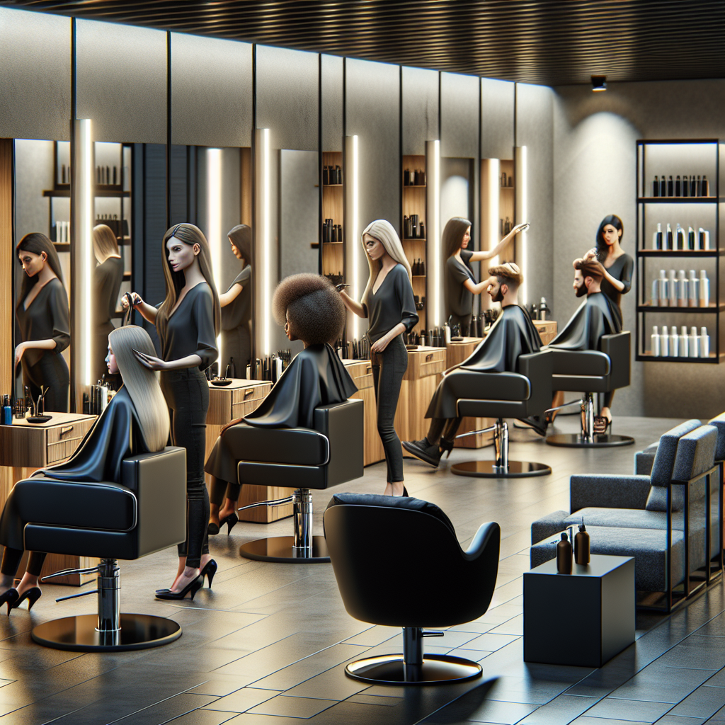 Realistic stock image of modern hair salon.